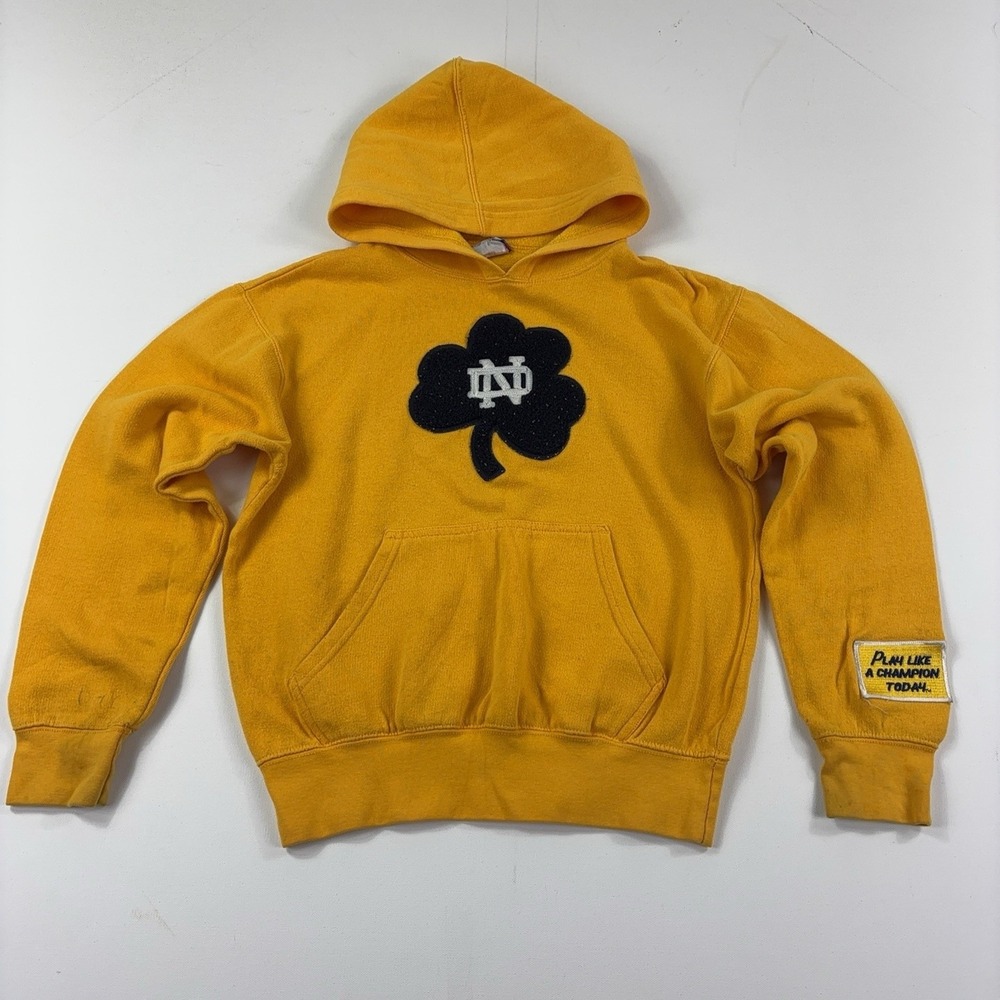 Vintage Notre Dame Fighting Irish Sweatshirt Hoodie Mens M Yellow Majestic 80s